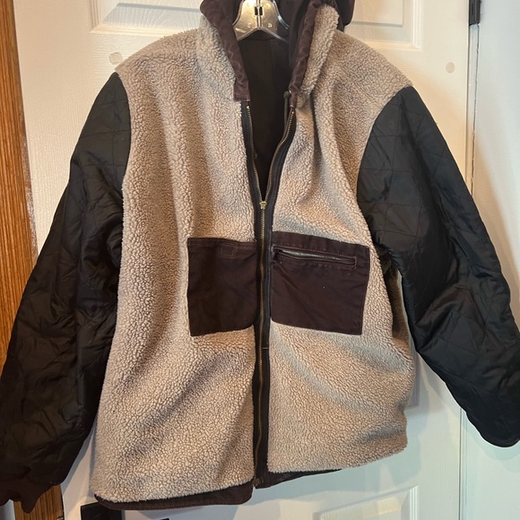 Vintage Carhartt Jacket Womens 2XL Purple Canvas Sherpa WJ141 Hooded Detroit - Picture 5 of 13